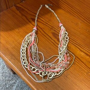 Gold and Pink Multi-Strand Necklace